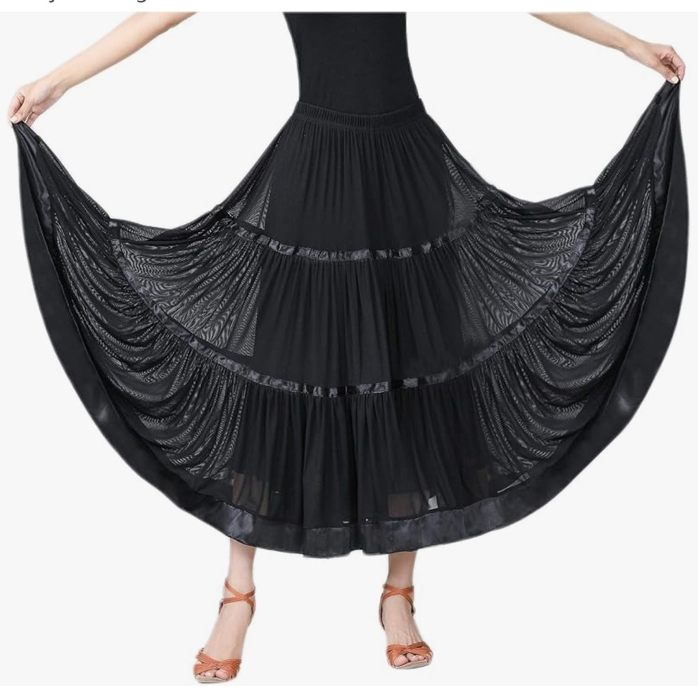 CISMARK Long Modern Flamenco Waltz Standard Ballroom Dance Fancy Training Skirt